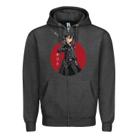 Charcoal Heather Sword art online -kirito Zipper Hoodie - linhVisuals