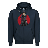 Navy Sword art online -kirito Zipper Hoodie - linhVisuals