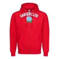 Red grandmillennial hydrangea style garden club Zipper Hoodie - linhVisuals