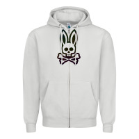 Dove Grey psychedelic bunny easter day, qsycho bunnies, easter 2022 Zipper Hoodie - linhVisuals