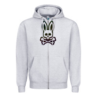 Heather Grey psychedelic bunny easter day, qsycho bunnies, easter 2022 Zipper Hoodie - linhVisuals