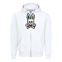 White psychedelic bunny easter day, qsycho bunnies, easter 2022 Zipper Hoodie - linhVisuals