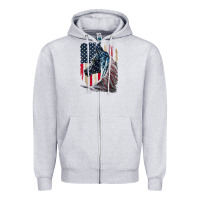 Heather Grey patriotic horse american flag   horse vintage Zipper Hoodie - linhVisuals