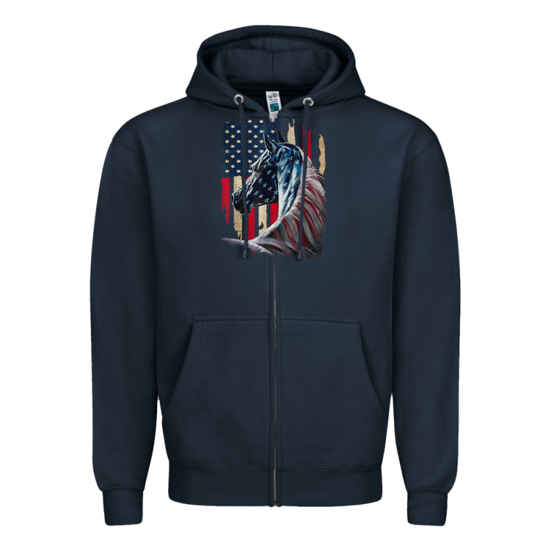 Patriotic Horse American Flag   Horse Vintage Zipper Hoodie by linhVisuals | Teevron