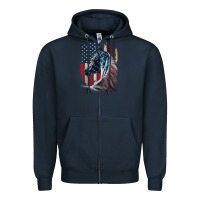 Navy patriotic horse american flag   horse vintage Zipper Hoodie - linhVisuals