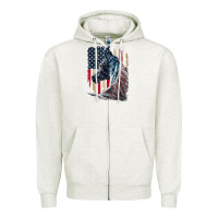 Oatmeal Heather patriotic horse american flag   horse vintage Zipper Hoodie - linhVisuals