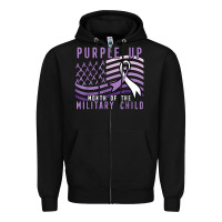 Black purple up month of the military child Zipper Hoodie - linhVisuals