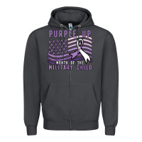 Smoke purple up month of the military child Zipper Hoodie - linhVisuals