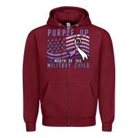 Burgundy purple up month of the military child Zipper Hoodie - linhVisuals