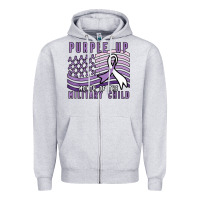 Heather Grey purple up month of the military child Zipper Hoodie - linhVisuals