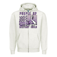 Oatmeal Heather purple up month of the military child Zipper Hoodie - linhVisuals