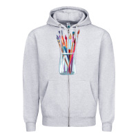 Heather Grey Paint Brushes Zipper Hoodie - linhVisuals