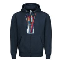 Navy Paint Brushes Zipper Hoodie - linhVisuals