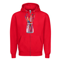 Red Paint Brushes Zipper Hoodie - linhVisuals