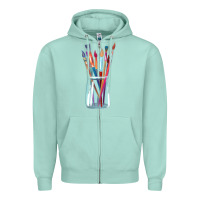 Seafoam Paint Brushes Zipper Hoodie - linhVisuals