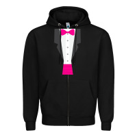 Black pink tux tuxedo Zipper Hoodie - linhVisuals
