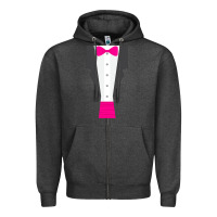 Charcoal Heather pink tux tuxedo Zipper Hoodie - linhVisuals