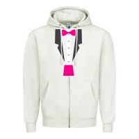 Oatmeal Heather pink tux tuxedo Zipper Hoodie - linhVisuals