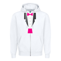White pink tux tuxedo Zipper Hoodie - linhVisuals