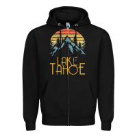 Black vintage lake tahoe california nevada retro t shirt Zipper Hoodie - linhVisuals