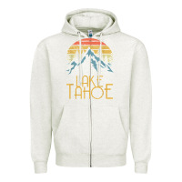 Oatmeal Heather vintage lake tahoe california nevada retro t shirt Zipper Hoodie - linhVisuals