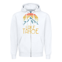 White vintage lake tahoe california nevada retro t shirt Zipper Hoodie - linhVisuals
