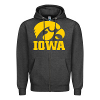 Charcoal Heather university of iowa athletics teams gear Zipper Hoodie - linhVisuals