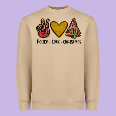 Peace Love Christmas Heavyweight Sweatshirt Designed By Jahusdesignshop