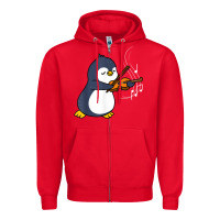 Red penguin playing violin animal Zipper Hoodie - linhVisuals