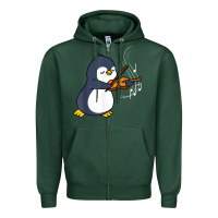 Sports Green penguin playing violin animal Zipper Hoodie - linhVisuals