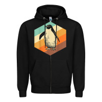 Black penguin retro vintage style penguin Zipper Hoodie - linhVisuals