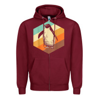 Burgundy penguin retro vintage style penguin Zipper Hoodie - linhVisuals