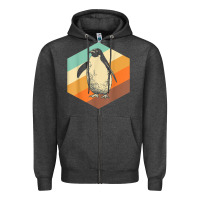 Charcoal Heather penguin retro vintage style penguin Zipper Hoodie - linhVisuals