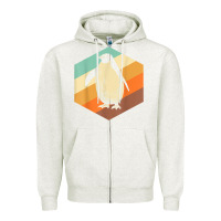 Oatmeal Heather penguin retro vintage style penguin Zipper Hoodie - linhVisuals