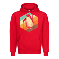 Red penguin retro vintage style penguin Zipper Hoodie - linhVisuals
