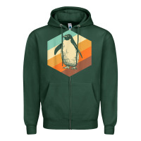 Sports Green penguin retro vintage style penguin Zipper Hoodie - linhVisuals