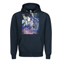 Navy spaceship earth mural Zipper Hoodie - linhVisuals