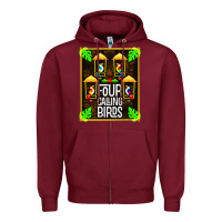 Burgundy four calling birds Zipper Hoodie - linhVisuals