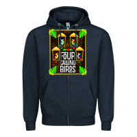 Navy four calling birds Zipper Hoodie - linhVisuals