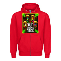 Red four calling birds Zipper Hoodie - linhVisuals
