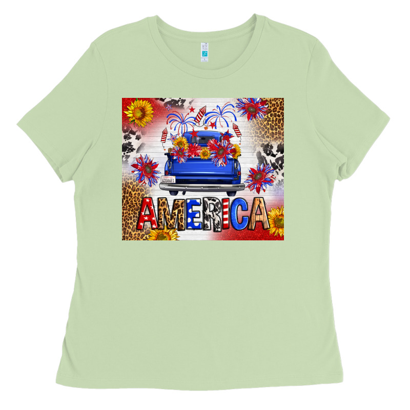 Fourth Of July America Truck Ladies Tee by FaDigitalArtStudio | Teevron