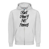 Dove Grey make money not friends Zipper Hoodie - linhVisuals