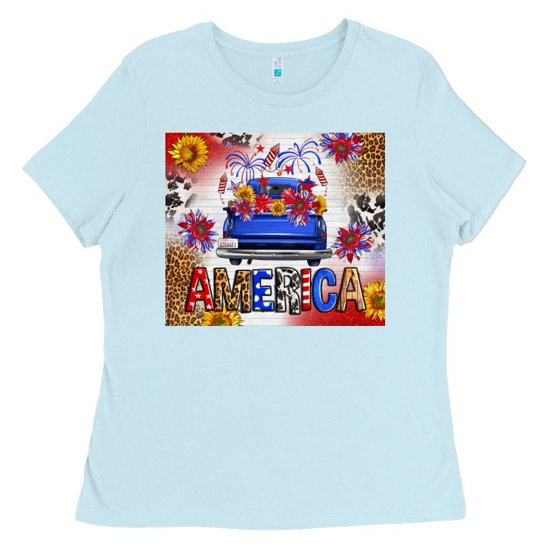 Fourth Of July America Truck Ladies Tee by FaDigitalArtStudio | Teevron