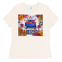 Bone Fourth Of July America Truck Ladies Tee - FaDigitalArtStudio