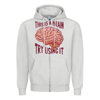 Dove Grey Brain Zipper Hoodie - linhVisuals