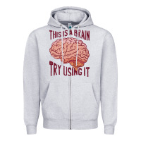 Heather Grey Brain Zipper Hoodie - linhVisuals