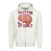 Oatmeal Heather Brain Zipper Hoodie - linhVisuals