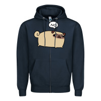 Navy no pug Zipper Hoodie - linhVisuals