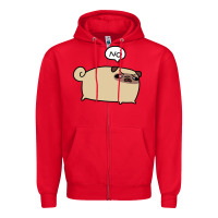 Red no pug Zipper Hoodie - linhVisuals