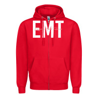 Red emt emergency medical technician ems first responder medic sweatshirt Zipper Hoodie - linhVisuals